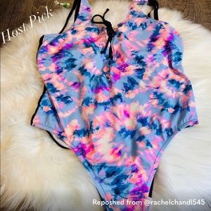 🥳HP🥳VS PINK | One Piece Swimsuit large tye dye